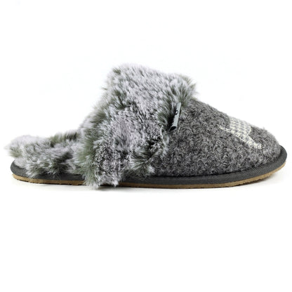 Lazy Dogz Scottie III Women's Fur Mule Slipper Grey