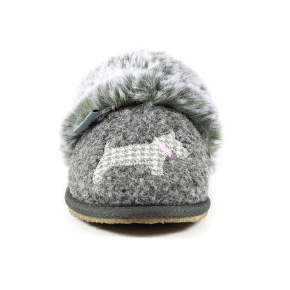 Lazy Dogz Scottie III Women's Fur Mule Slipper Grey