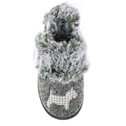 Lazy Dogz Scottie III Women's Fur Mule Slipper Grey
