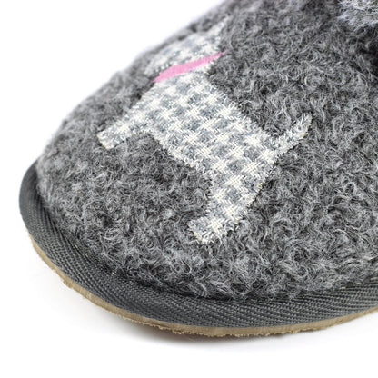 Lazy Dogz Scottie III Women's Fur Mule Slipper Grey