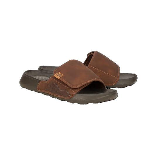 Hey Dude Shore Slide Classic Men's Lightweight Adjustable Strap Slider Downtown Brown