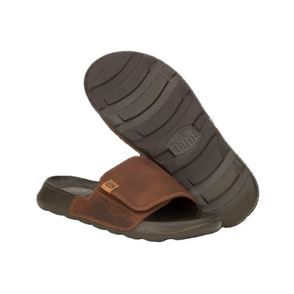 Hey Dude Shore Slide Classic Men's Lightweight Adjustable Strap Slider Downtown Brown
