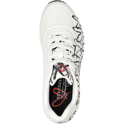 Skechers Uno Spread the Love Women's Lace Up Heart Design Trainer White/Black/Grey