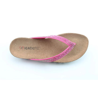 Heavenly Feet Bridget Women's Diamante Flip Flop Hot Pink