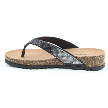 Heavenly Feet Bridget Women's Diamante Flip Flop Black