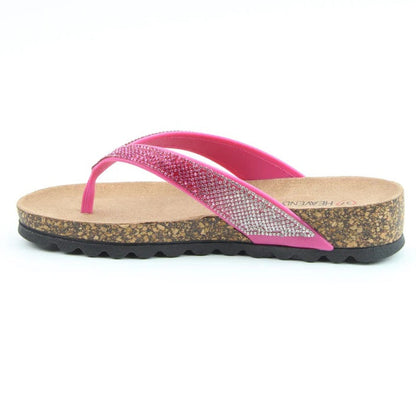 Heavenly Feet Bridget Women's Diamante Flip Flop Hot Pink