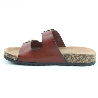Heavenly Feet Harmony Women's Lightweight Twin Buckle Slip On Mule Slider Redwood