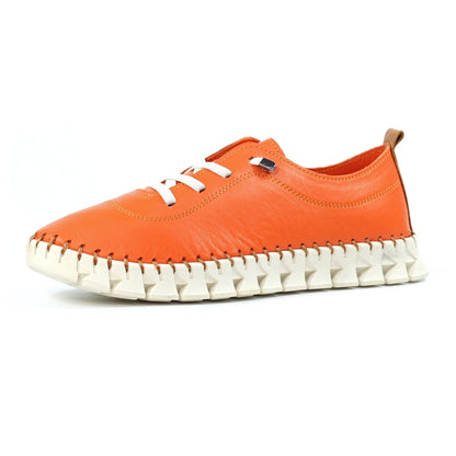 Lunar St Austell Leather Plimsoll Orange