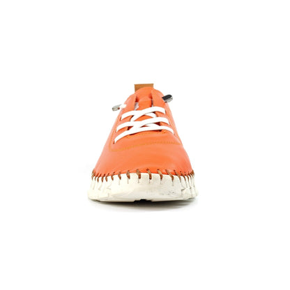 Lunar St Austell Leather Plimsoll Orange