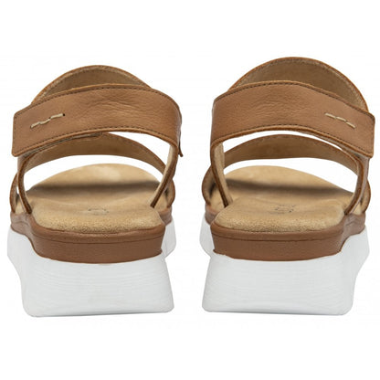 Lotus Facchini Women's Touch Fastening Adjustable Strap Leather Slingback Sandal Tan