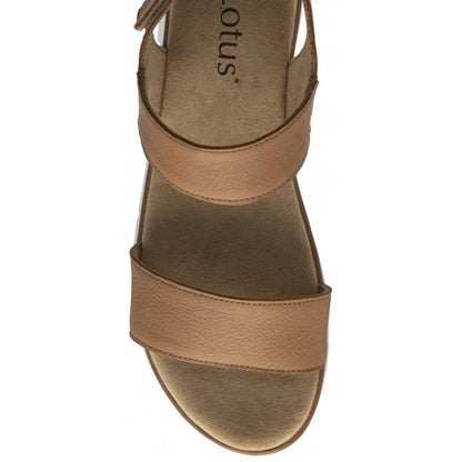 Lotus Facchini Women's Touch Fastening Adjustable Strap Leather Slingback Sandal Tan