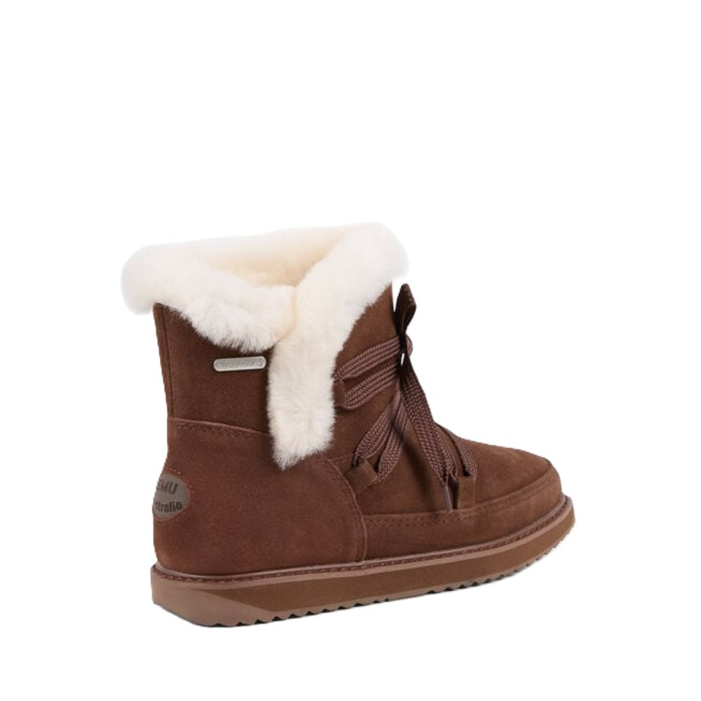 Emu Thorsby Women's Waterproof Sheepskin Pull On & Lace Cosy Ankle Boot Oak