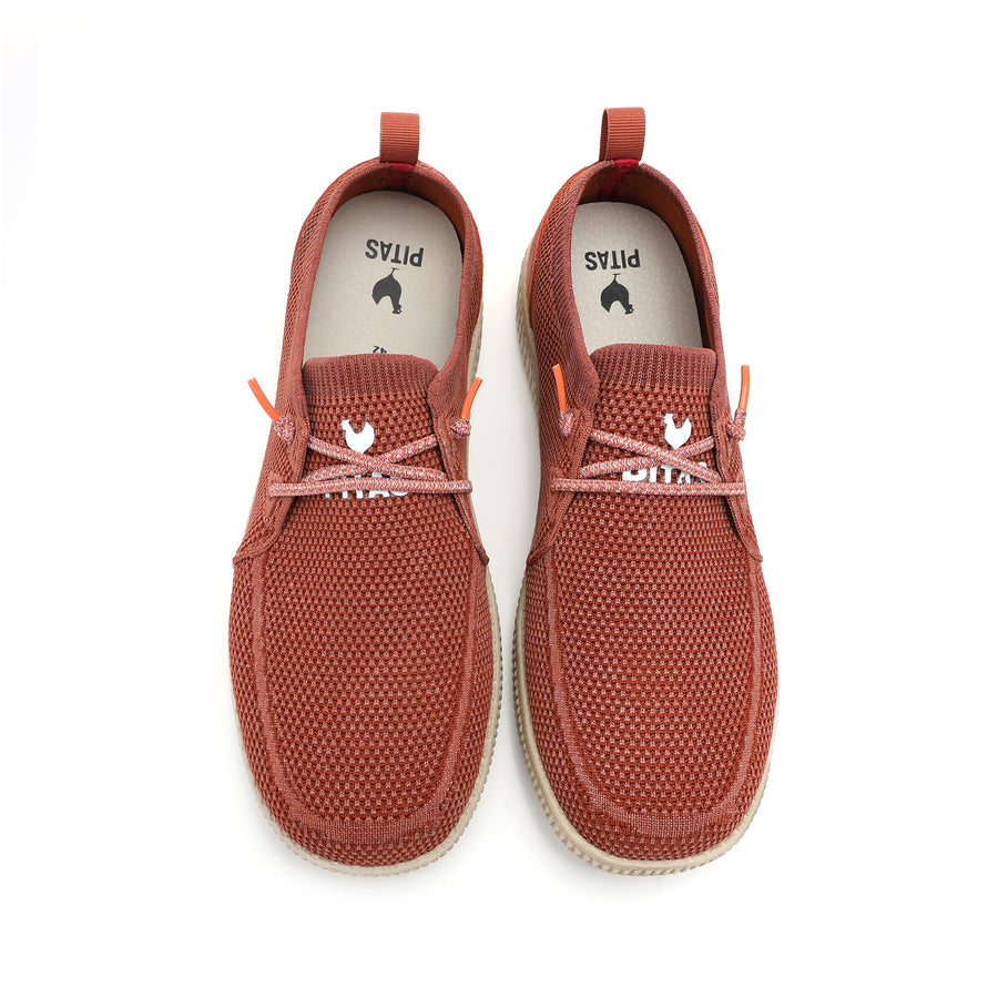 Walk In Pitas Wallabi Fly Washed Men's Lightweight Wally Slip On Canvas Shoe Rojo