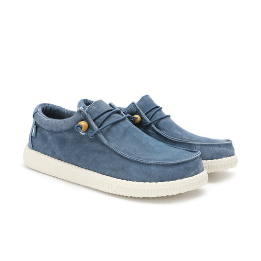 Walk In Pitas Wallabi Washed Women's Lightweight Wally Slip On Canvas Shoe Azul