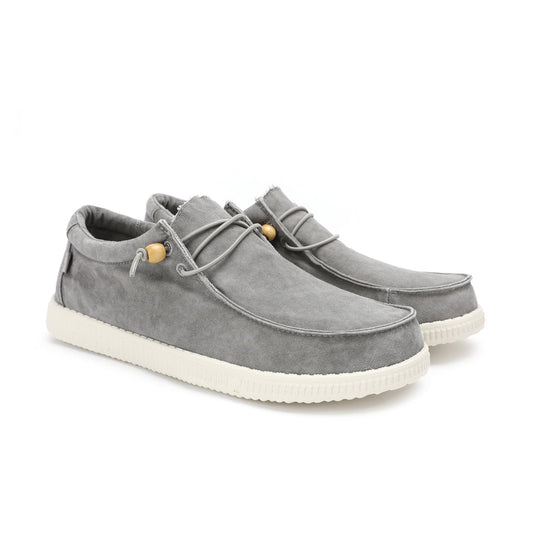 Walk In Pitas Wallabi Washed Men's Lightweight Wally Slip On Canvas Shoe Gris