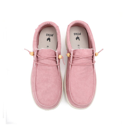 Walk In Pitas Wallabi Washed Women's Lightweight Wally Slip On Canvas Shoe Rosa