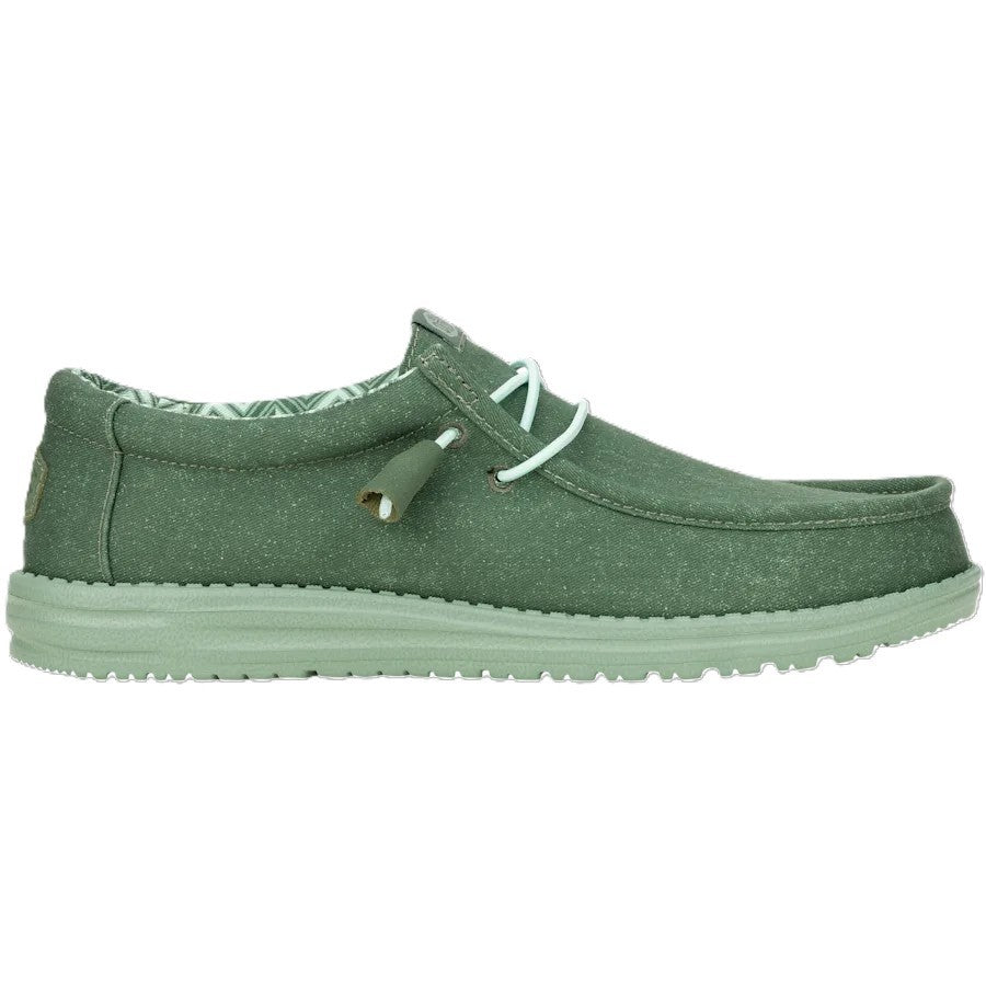Hey Dude Wally Canvas Men's Slip On Casual Shoe Duck Green / Iceberg Green