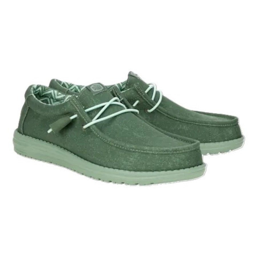 Hey Dude Wally Canvas Men's Slip On Casual Shoe Duck Green / Iceberg Green