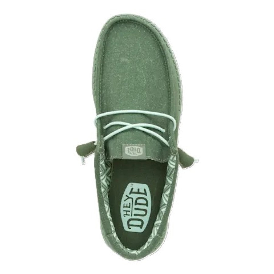 Hey Dude Wally Canvas Men's Slip On Casual Shoe Duck Green / Iceberg Green