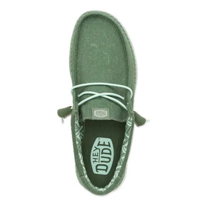Hey Dude Wally Canvas Men's Slip On Casual Shoe Duck Green / Iceberg Green
