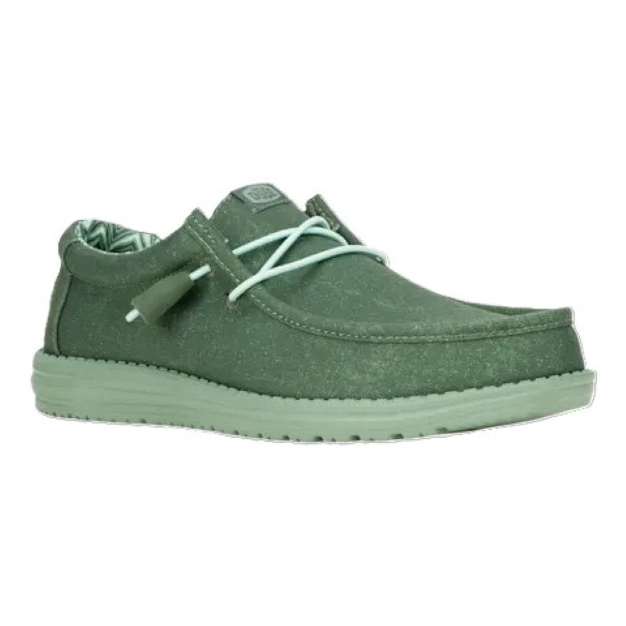 Hey Dude Wally Canvas Men's Slip On Casual Shoe Duck Green / Iceberg Green