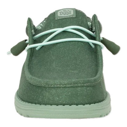 Hey Dude Wally Canvas Men's Slip On Casual Shoe Duck Green / Iceberg Green