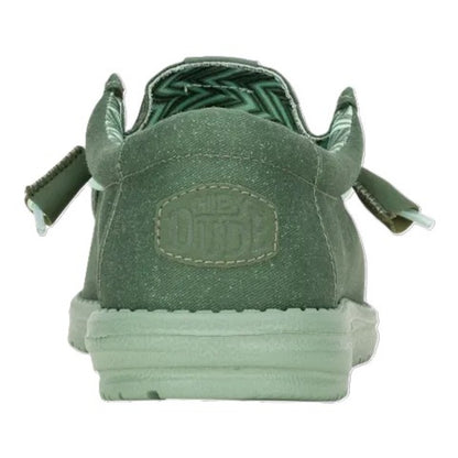 Hey Dude Wally Canvas Men's Slip On Casual Shoe Duck Green / Iceberg Green