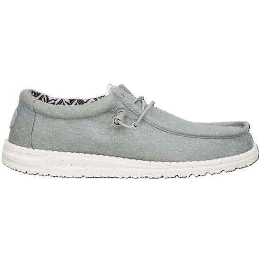 Hey Dude Wally Canvas Men's Slip On Casual Shoe Light Grey