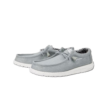 Hey Dude Wally Canvas Men's Slip On Casual Shoe Light Grey