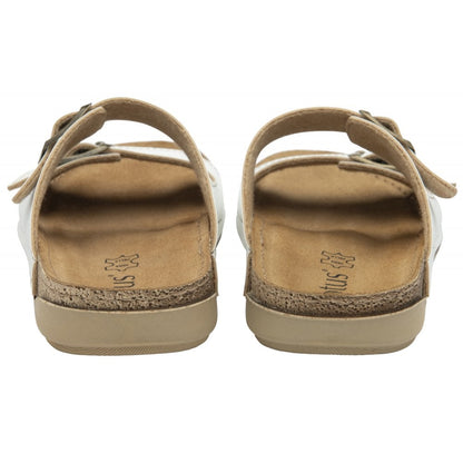 Lotus Trento Women's Twin Strap Slider Mule Sandal White